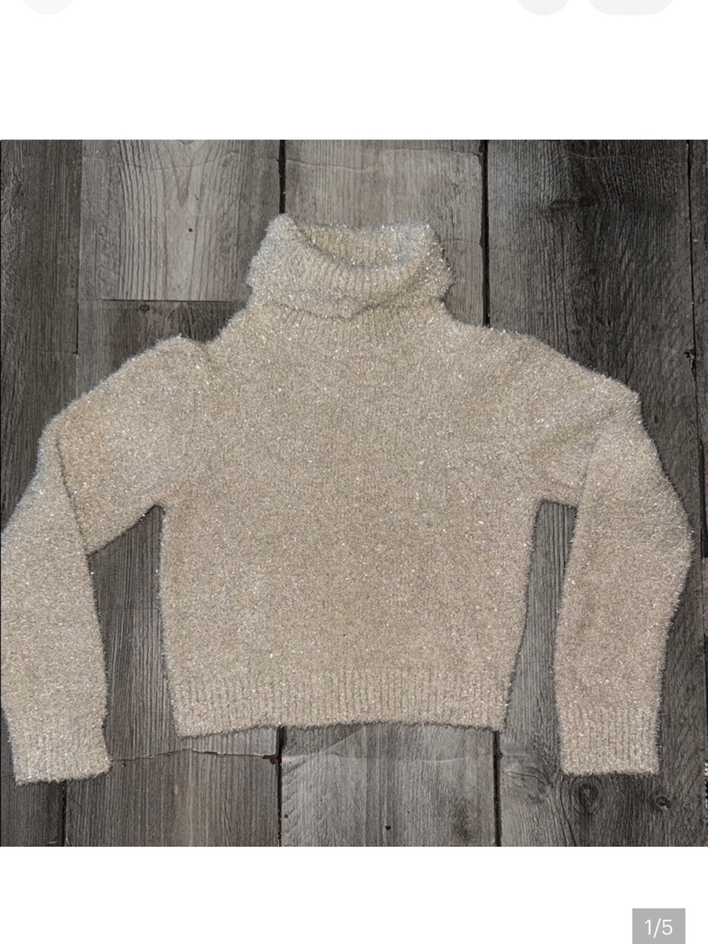 Zara Sparkle Cream Turtleneck Sweater